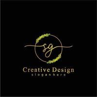 Initial SG beauty monogram and elegant logo design, handwriting logo of initial signature, wedding, fashion, floral and botanical logo concept design. vector