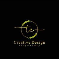 Initial TE beauty monogram and elegant logo design, handwriting logo of initial signature, wedding, fashion, floral and botanical logo concept design. vector