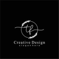 inicial tf belleza monograma y elegante logo diseño, escritura logo de inicial firma, boda, moda, floral y botánico logo concepto diseño. vector