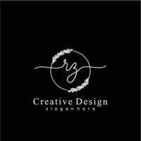 Initial RZ beauty monogram and elegant logo design, handwriting logo of initial signature, wedding, fashion, floral and botanical logo concept design. vector