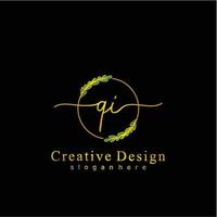 inicial qi belleza monograma y elegante logo diseño, escritura logo de inicial firma, boda, moda, floral y botánico logo concepto diseño. vector