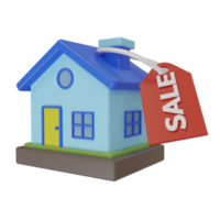 3d rendering. minimalist style cute house icon and sale tag, concept illustration of house for sale png