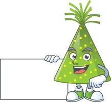 Cartoon character of green party hat vector