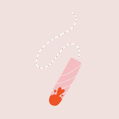 Cute, funny happy pink panties and menstrual pad. Vector hand