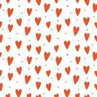 Hand Drawn pattern red heart and dot vector