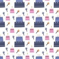 Pattern birthday cake with confetti vector