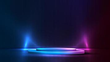 Podium or stand with line gradient neon in Sci-fi. abstract scene with pink and blue neon frame. vector rendering product display. futuristic minimal scene. vector design.