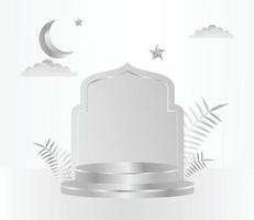 Islamic podium template with ornaments of leaves, clouds, moon and stars, design for product display, presentation, stage for Islamic Holidays. elegant simple color design illustration. vector