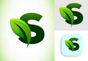 inicial s alfabeto con un hoja. Respetuoso del medio ambiente logo concepto. gráfico alfabeto símbolo para negocio y empresa identidad. vector