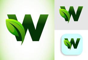 Initial W alphabet with a leaf. Eco-friendly logo concept. Graphic alphabet symbol for business and company identity. vector