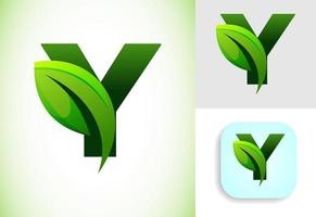 Initial Y alphabet with a leaf. Eco-friendly logo concept. Graphic alphabet symbol for business and company identity. vector