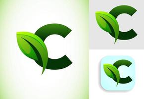 Initial C alphabet with a leaf. Eco-friendly logo concept. Graphic alphabet symbol for business and company identity. vector