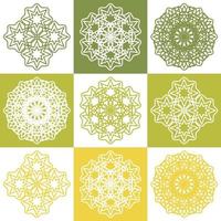 Vector set of abstract mandala design illustrations, ornaments in ethnic style. Islamic border background