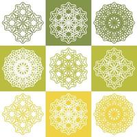 Vector set of abstract mandala design illustrations, ornaments in ethnic style. Islamic border background