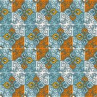 Ethnic floral mosaic seamless pattern. Abstract geometric ornamental wallpaper. vector