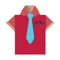 rosso polo camicia origami con baffi e cravatta per Il padre di giorno. png
