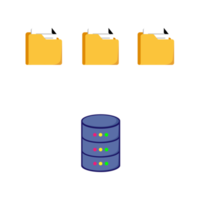 Storing data in the database. file backup concept. Company repository. database access concept. The files connected to database. design illustration. png