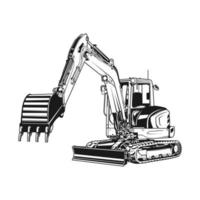 Kubota KX 057 mini excavator outline vector