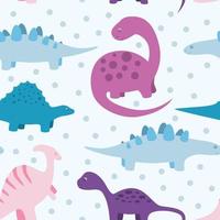 Vector wallpaper with cute cartoon dinosaurs.