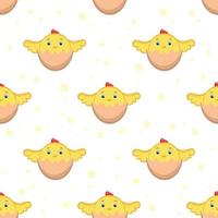 Cute pattern with a chicken in an egg. vector