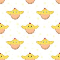 Cute pattern with a chicken in an egg. vector