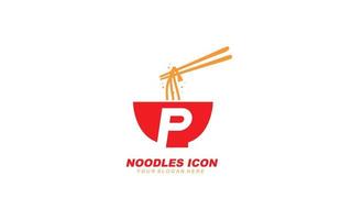 P NOODLES logo design inspiration. Vector letter template design for brand.