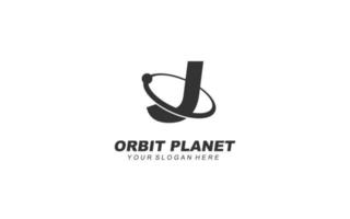 J planet logo design inspiration. Vector letter template design for brand.