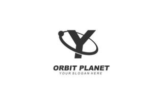 Y planet logo design inspiration. Vector letter template design for brand.