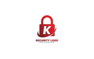 K Security logo design inspiration. Vector letter template design for brand.