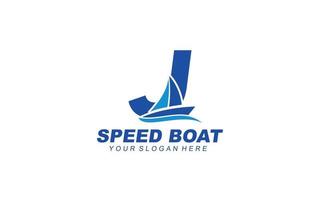 J Boat logo design inspiration. Vector letter template design for brand.