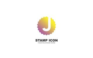 J Stamp logo design inspiration. Vector letter template design for brand.