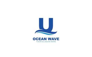 U WAVE logo design inspiration. Vector letter template design for brand.