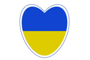 Ukraine flag. Support Ukraine sign. Sticker with colors of Ukrainian flag. War in Ukraine concept. PNG illustration