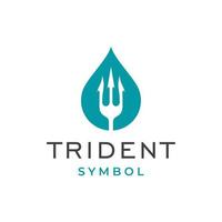 Trident neptune symbol label logo design vector