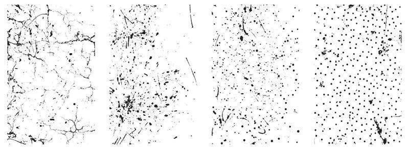 Set of Vintage Grunge Distressed Textures. A Collection of Black and White Vector Overlays. EPS 10.