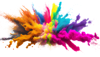 Colorful paint splashes png, Colored powder explosion. Mix rainbow splash on transparent background png