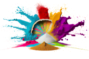 Colorful paint splashes png, Colored powder explosion. Mix rainbow splash on transparent background png