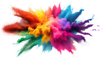 Colorful paint splashes png, Colored powder explosion. Mix rainbow splash on transparent background png