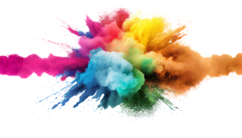 Colorful paint splashes png, Colored powder explosion. Mix rainbow splash on transparent background png