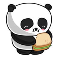 hermosa panda comiendo png