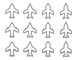 set of simple line design airplane icons, vector for web application