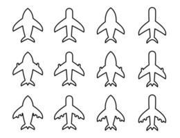 set of simple line design airplane icons, vector for web application