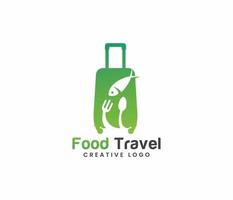 Travel logo with a fish and a green suitcase vector