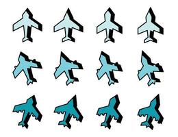 airplane icon set simple flat design blue color, vector for web application