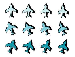 airplane icon set simple flat design blue color, vector for web application