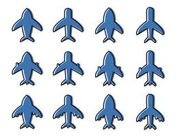 avión icono conjunto sencillo plano diseño azul color, vector para web solicitud