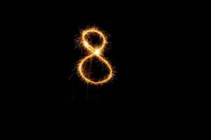 Number made with sparklers ready for your inscriptions on black background photo