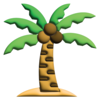 3D illustration coconut tree in nature set png