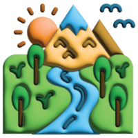 3d ilustración río en naturaleza conjunto png