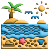 3d ilustração mar dentro natureza conjunto png